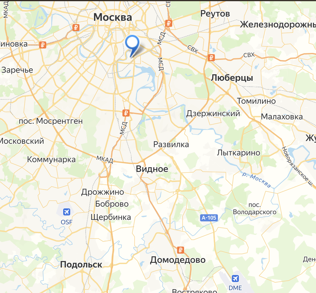 Статичная карта расположения шоурума